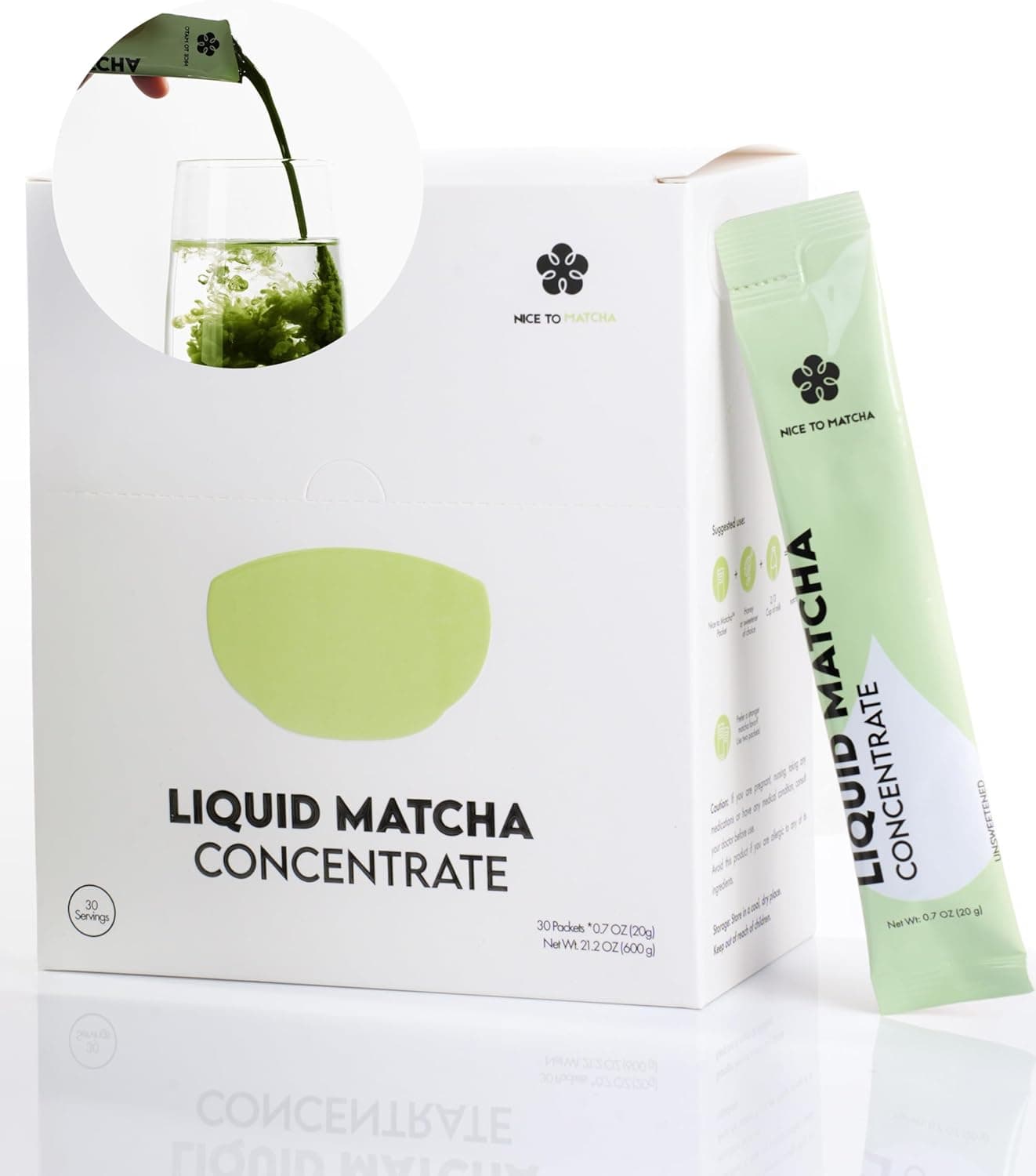Nice to Matcha Liquid Concentrate - Unsweetened Premium Green Tea Extract, 30 Servings